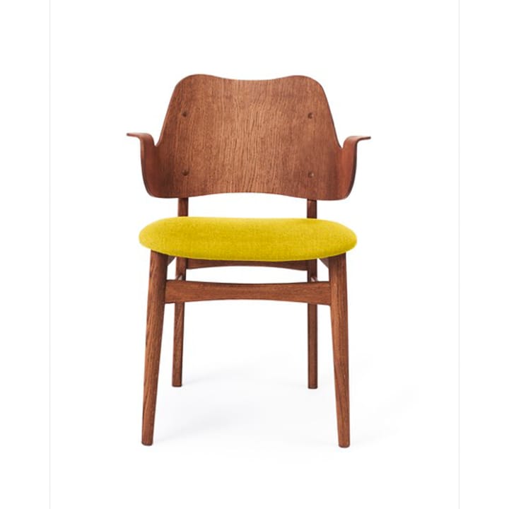 Gesture 椅子, upholstered seat - Fabric 黄色, oiled teak 自然木色 legs - Warm Nordic
